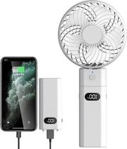Ventilatore Portatile con Batteria 5200 mAh - Ventilatore Mini con Batteria - Ventilatore da Tavolo Ricaricabile per Ufficio Escursione Campeggio - Ventilatore Silenzioso con 5 Modalità