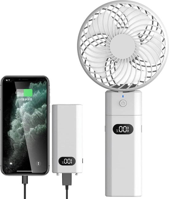 Ventilatore Portatile con Batteria 5200 mAh - Ventilatore Mini con Batteria - Ventilatore da Tavolo Ricaricabile per Ufficio Escursione Campeggio - Ventilatore Silenzioso con 5 Modalità
