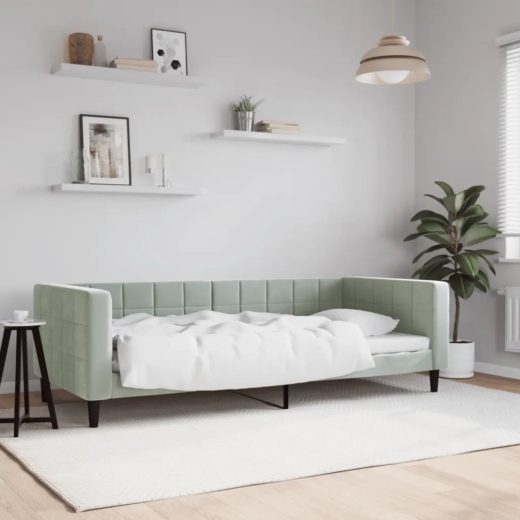 Letto singolo | Letto per adulti | Letto da Giorno Grigio Chiaro 90x190 cm in Velluto