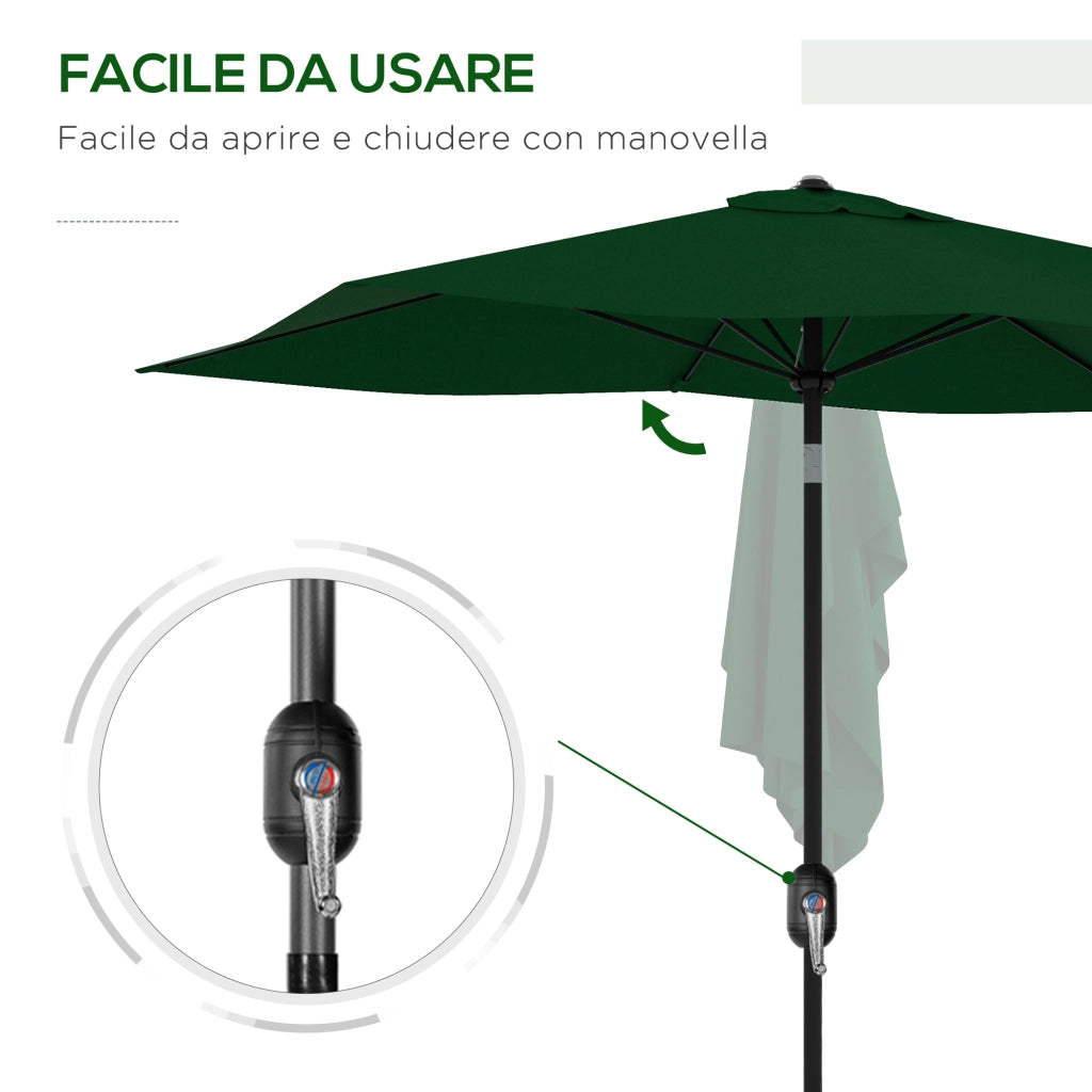 Ombrellone da Giardino Rettangolare Inclinabile ¨C zephmum ¨C Verde 2x3 m