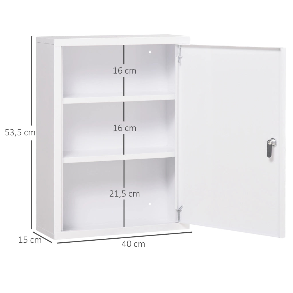 ARMADIO MEDICINALE DA MURO 40x15x53,5 cm Acciaio Bianco
