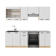 Cucina componibile Fame-Line Bianco rustico/Rovere dorato 240 cm, PL Marmo Vicco