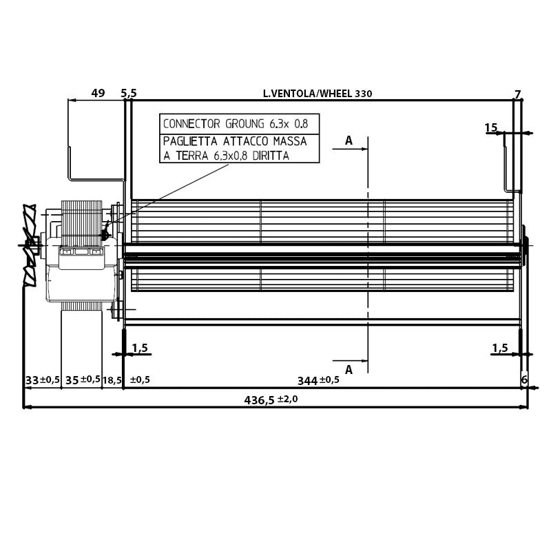 Ventilatore Emmevi/Fergas 153612 - TGO 80/1 - 330/35 (per stufa a pellet)