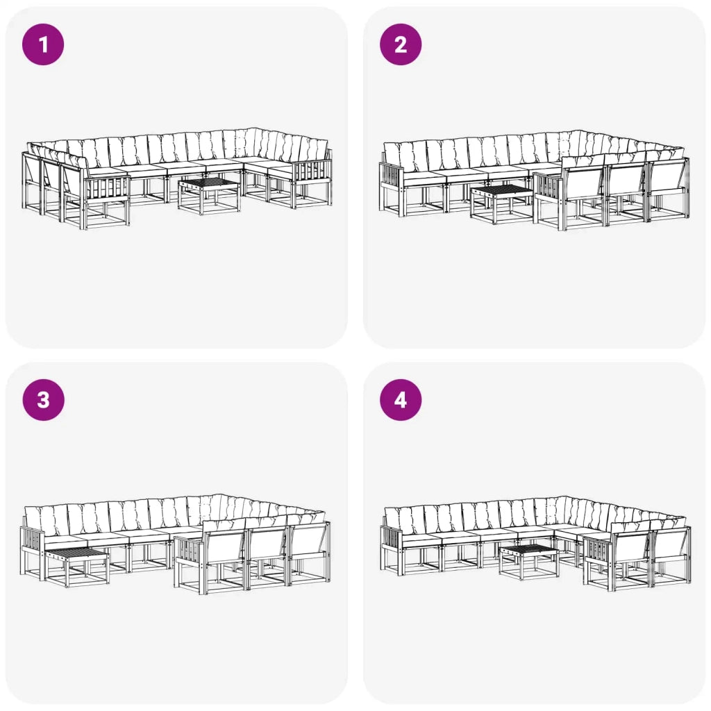 Set di divani da esterno 11 pz Bianco e Nero 3389930