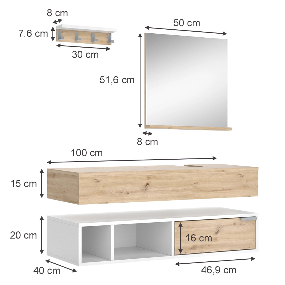 Vicco Set di mobili da bagno Bianco 4 parti