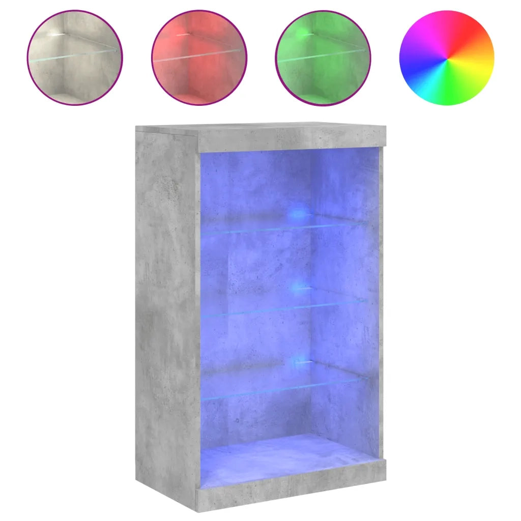 Credenza con Luci LED-Buffet-Armadio da cucina Grigio Cemento 60,5x37x100 cm 168594