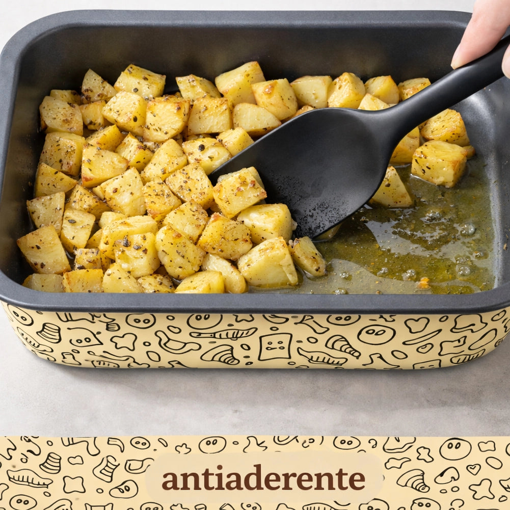 Set 4 Teglie Rettangolari con Alette 20-25-30-35cm Teglia da Cucina Antiaderente