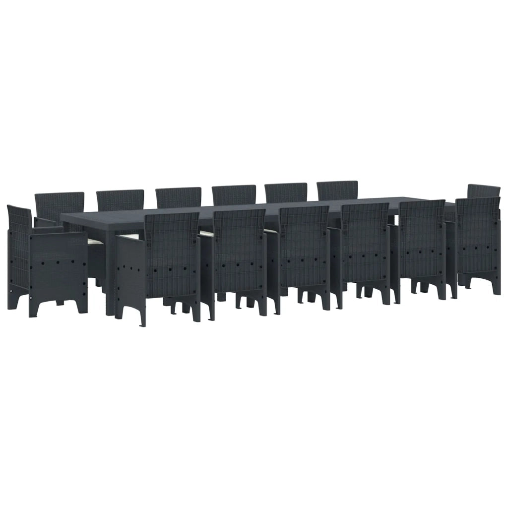 Set da Pranzo per Giardino 15 pcs Antracite Rattan Polt 3378636