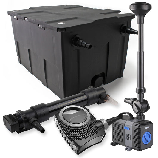 Set Filtro a 1 camera laghetto 60000l con Chiarificatore UVC 36W Pompa NEO10000 80W Fontana