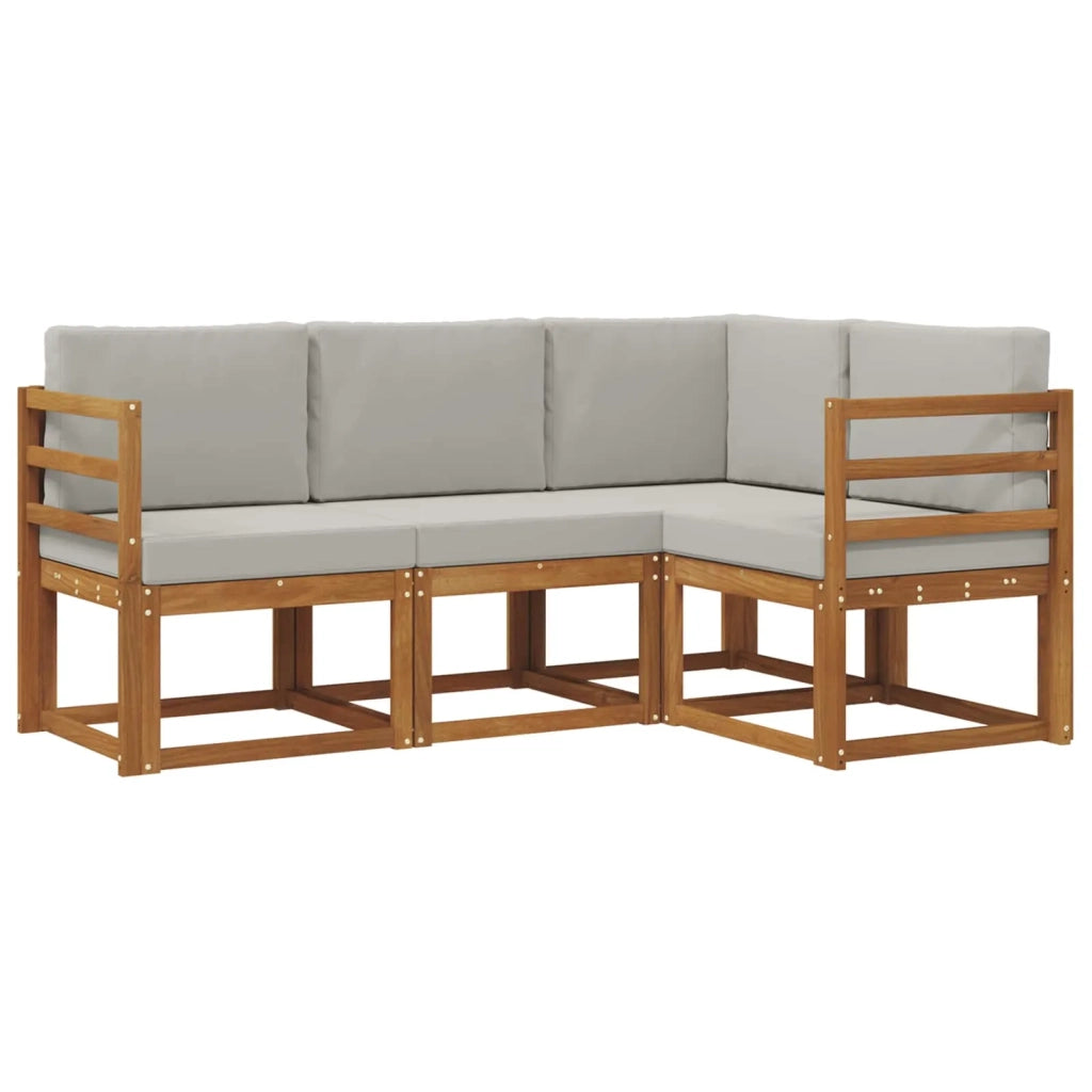 Set di divani da esterno 4 pcs Grigio Naturale e Chiaro