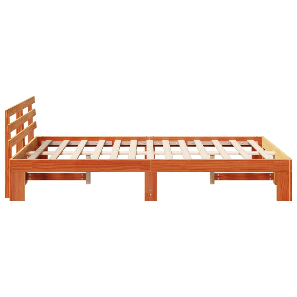 Struttura Letto in Legno di Pino Marrone Cerato Legno Massello
