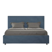 Letto matrimoniale con rete imbottito 160x190 microfibra blu Mika