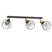 Lampada soffitto industriale Parkla 3xE27 nero oro