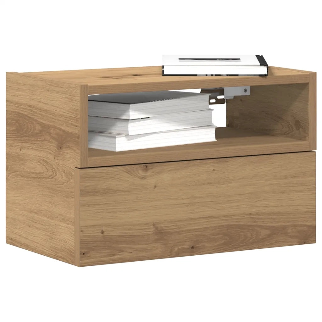 Comodino | Armadio da Notte | Mobiletto da notte a Muro Rovere Artigianale 45x26x28,5 cm