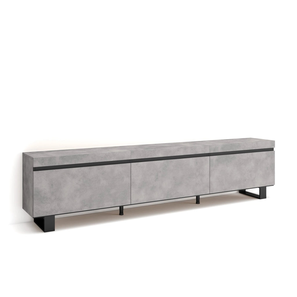 Mobile TV Soggiorno, 240x35x57cm, Design industriale, grigio cemento RF3597