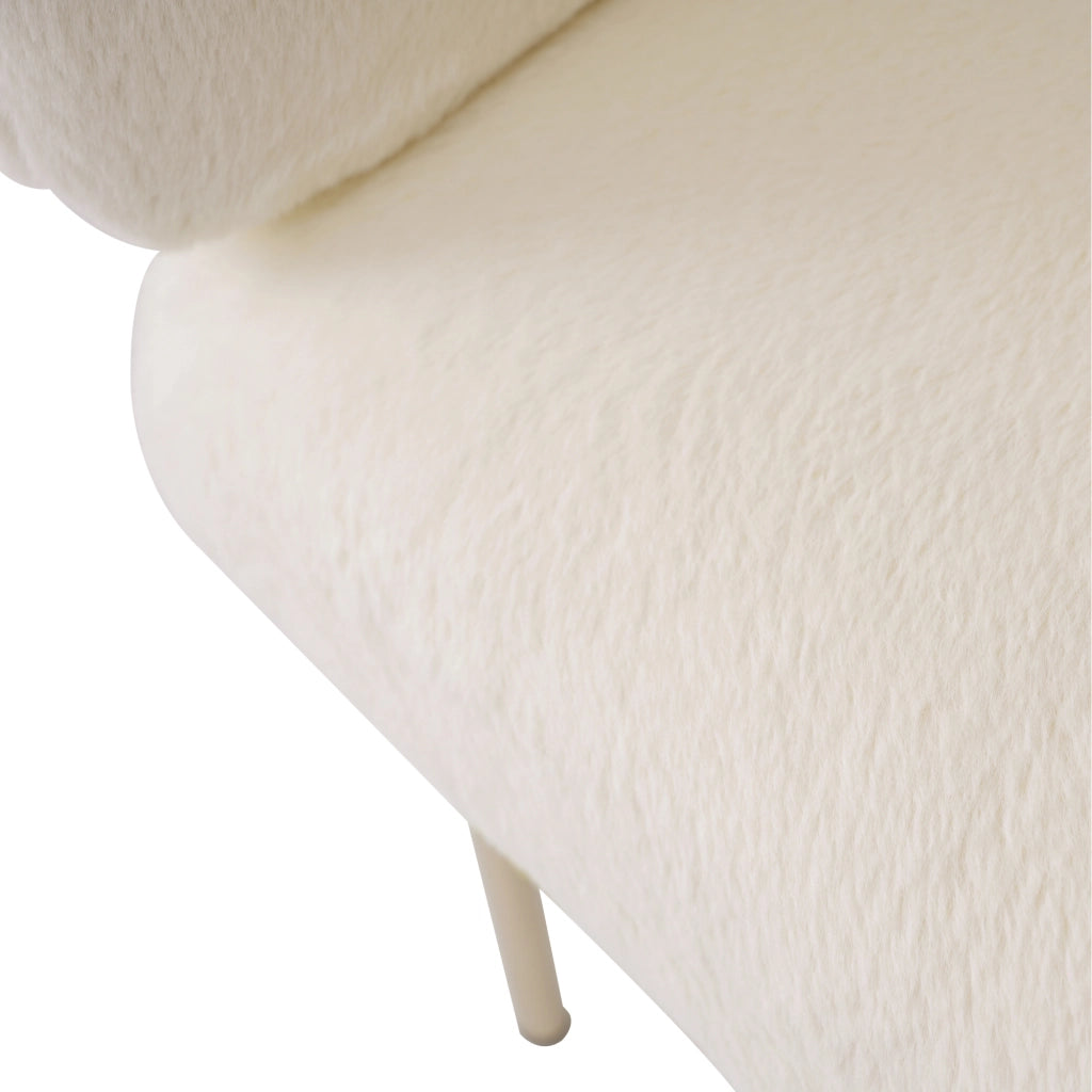 SEDIA Relax Set da 2 pezzi Bianca in pelliccia sintetica con gambe in metallo