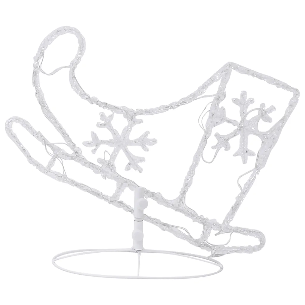Decorazione Slitta Renne in Acrilico 260x21x87cm Bianco Caldo 328509