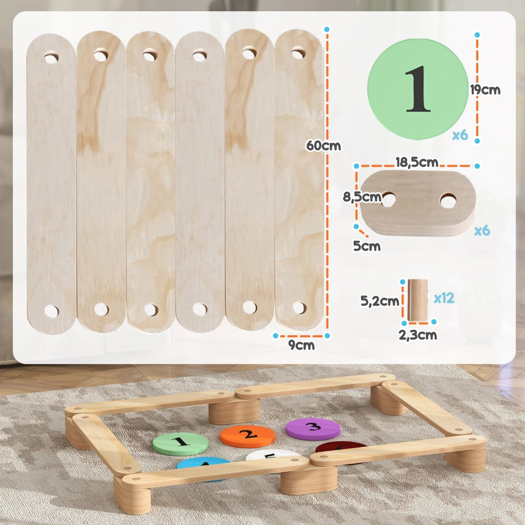 Set Parco Giochi in Legno per Bambini ¨C Zephmum ¨C Naturale 6 Pezzi