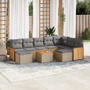 Set Divano da Giardino 10 pz con Cuscini Beige in Polyrattan 3260631