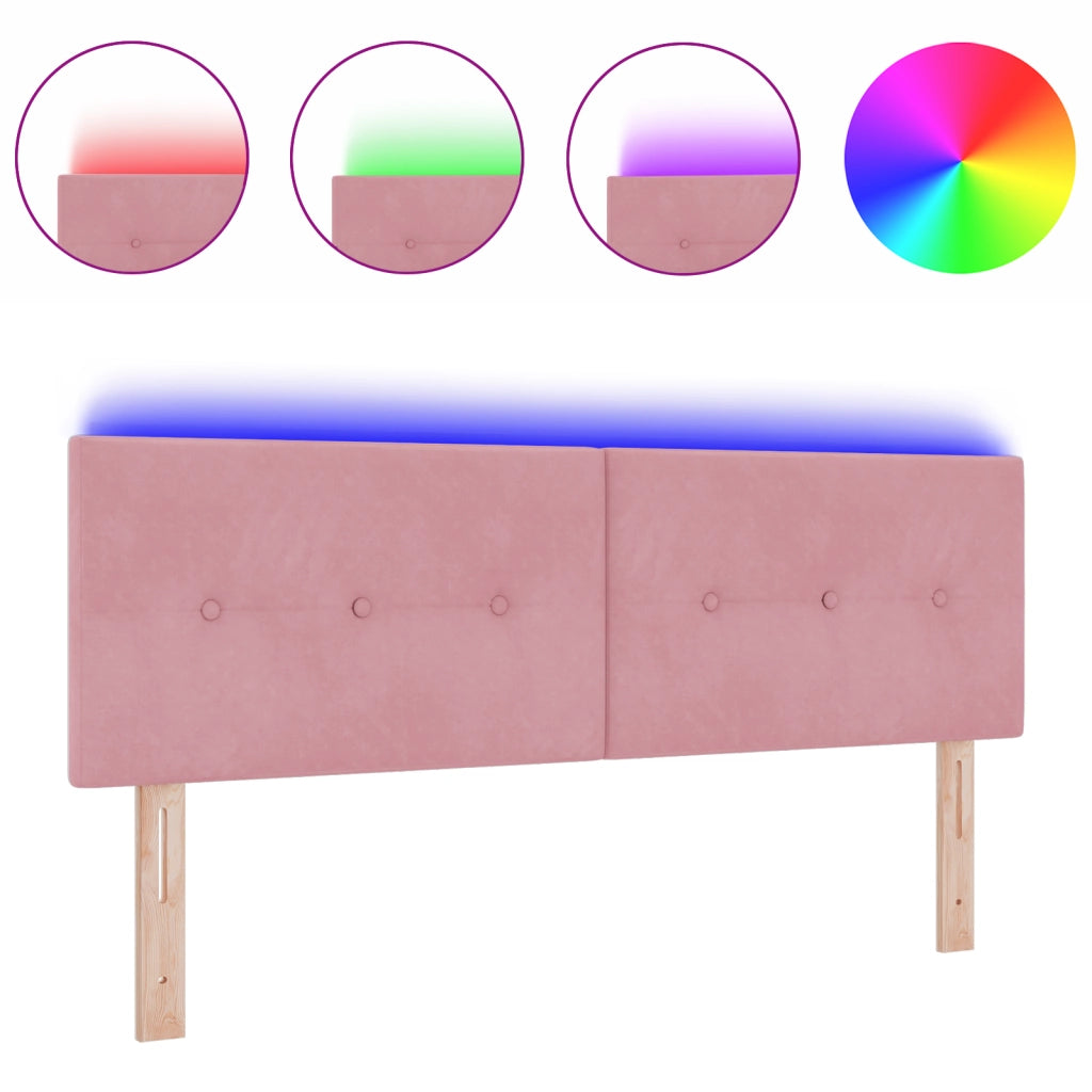 Testiera LED Con Bottoni Imbottiti Rosa 72 cm Velluto