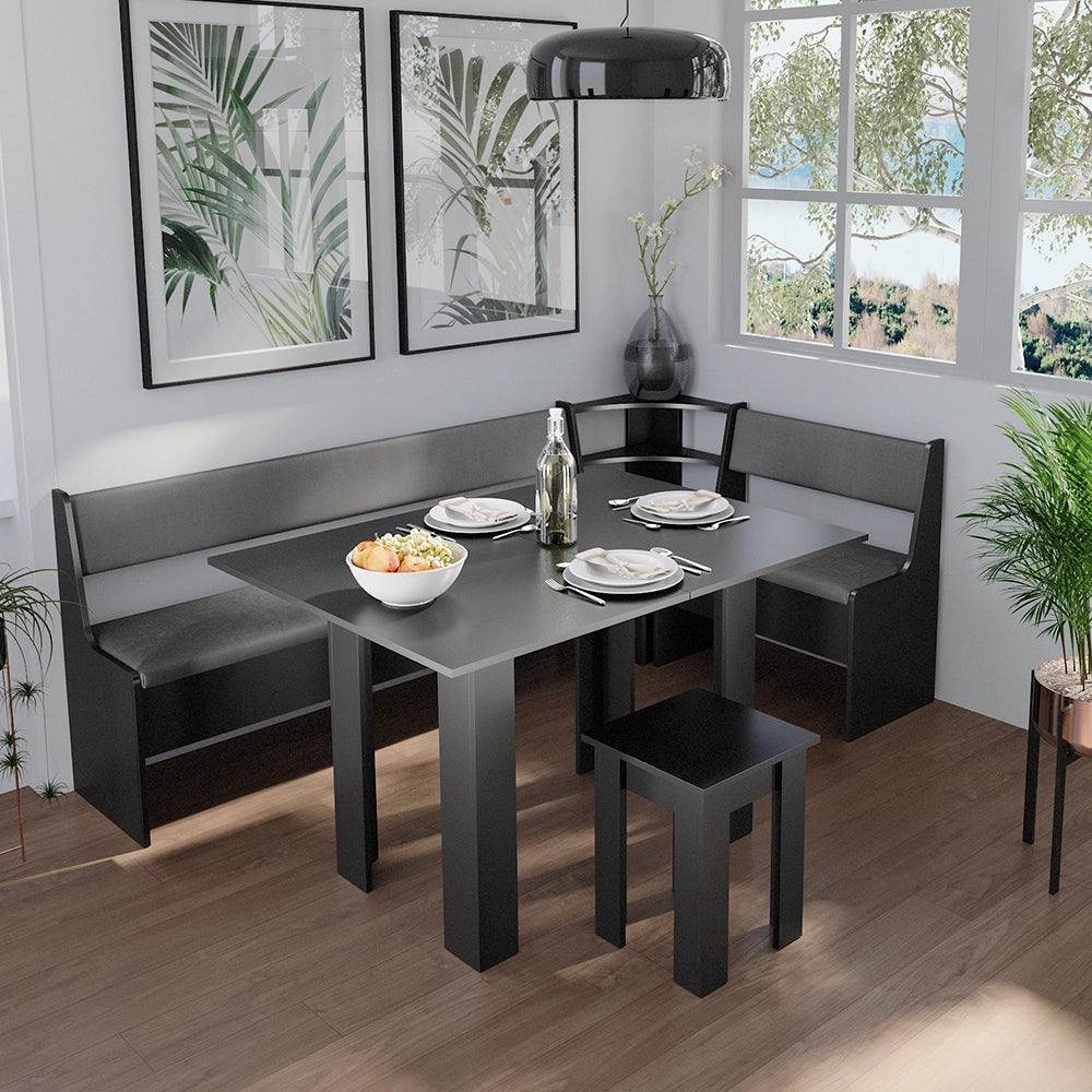 Vicco Gruppo panca ad angolo Nero 120 x 41.5 cm con tavolo