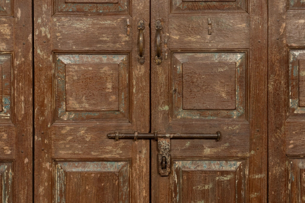Biscottini Porta portone in legno massello e ferro da interno o da esterno vecchia e antica medievale scorrevole con telaio