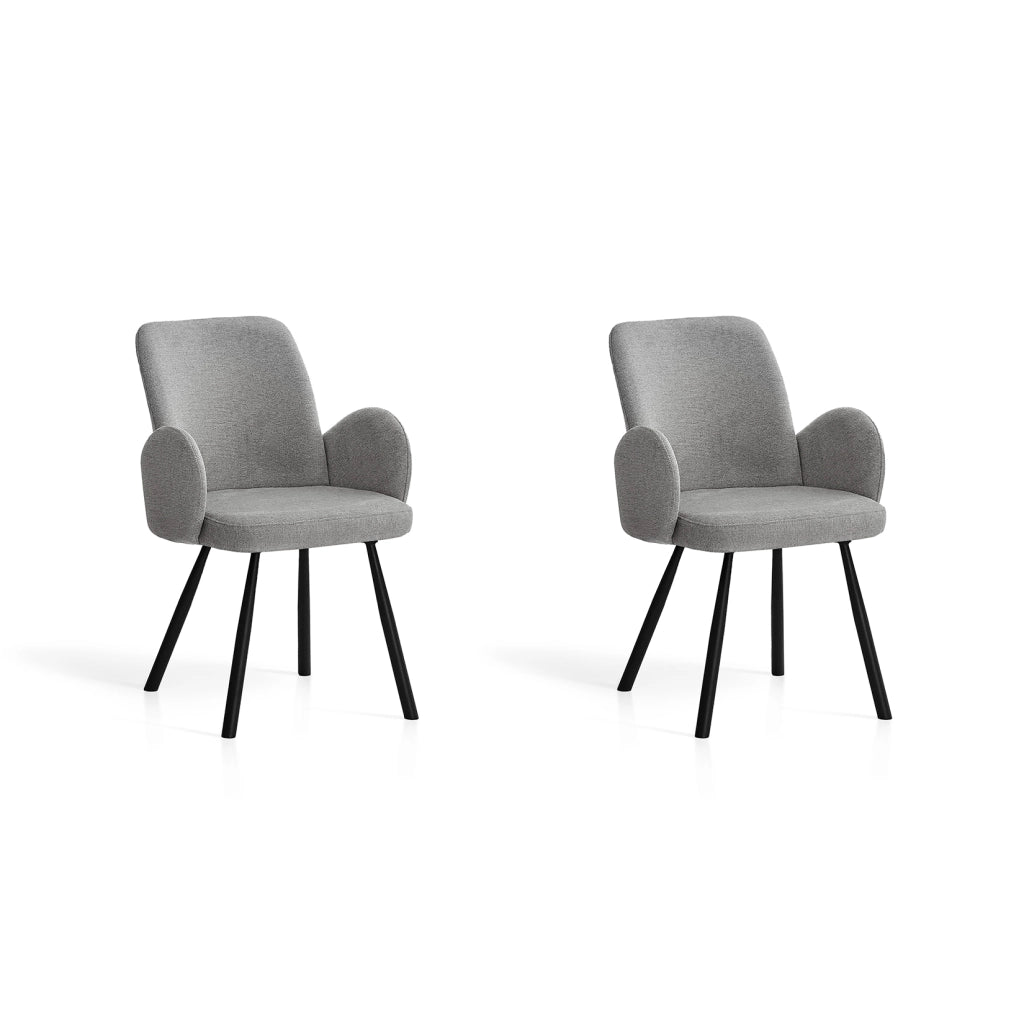 Set 2 sedie da pranzo Hispanohogar ferro e tessuto grigio 87×56×57 cm