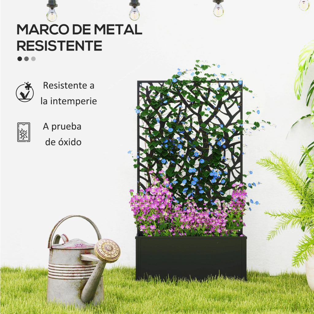Fioriera Rialzata con Pannello Privacy ¨C zephmum ¨C Nero 61x23x113 cm