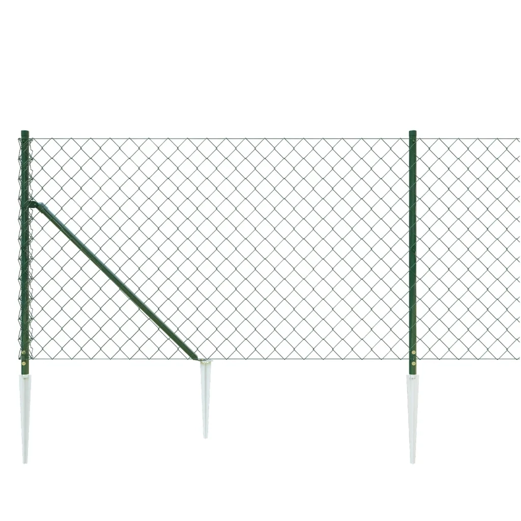 Recinzione a Rete con Picchetti Ancoraggio Verde 1,1x25 m 153930