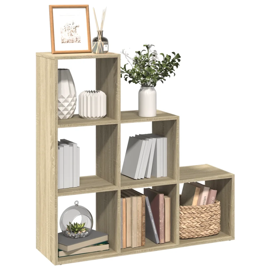 Libreria Divisorio 3 Ripiani-Scaffale per Libri-Mobile di Stoccaggio Rovere Sonoma 99x29x99cm Truciolato