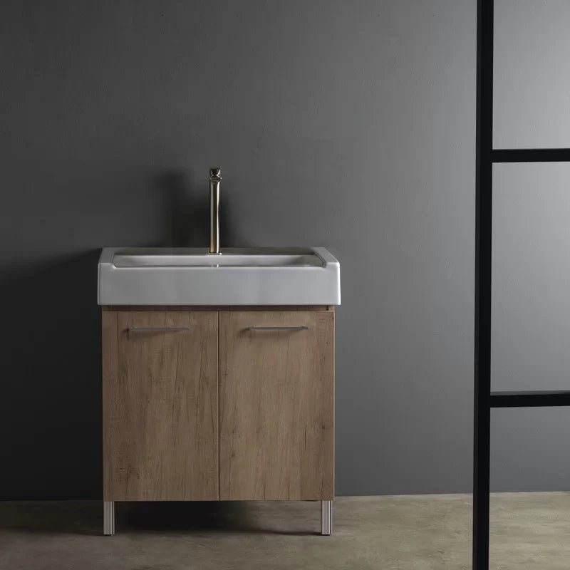Mobile lavatoio con lavabo in ceramica 2 ante olmo 60x50