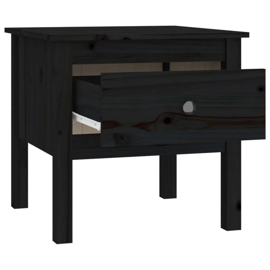 Tavolino-Tavolino da soggiorno-Tavolo Nero 50x50x49 cm Legno Massello di Pino