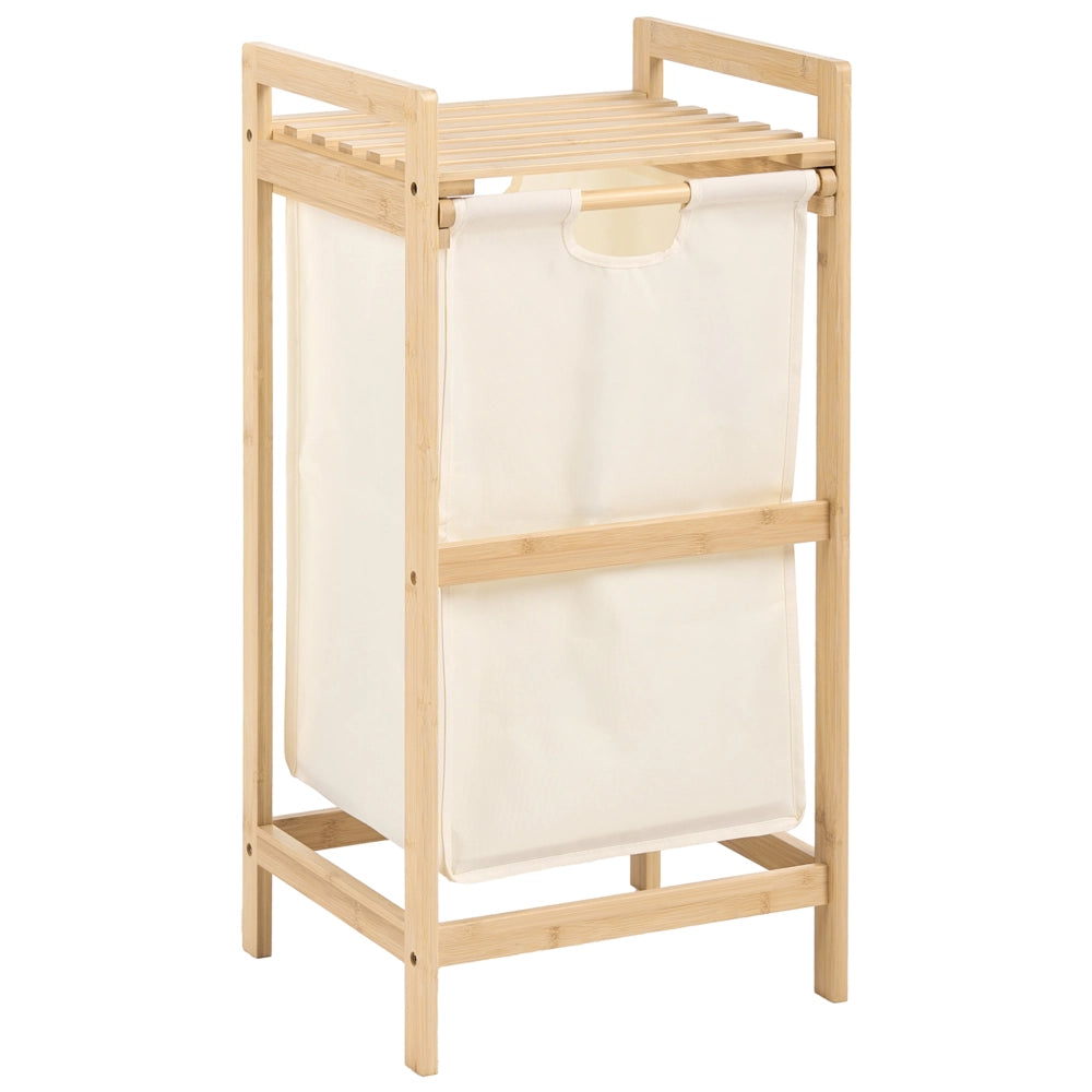 Set di 3 cesti per la biancheria con tasche laterali in tessuto beige marrone chiaro con tasche laterali aggiuntive in tessuto