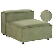 Poltrona imbottita componibile 1 posto velluto a coste verde con gambe nere Stile moderno
