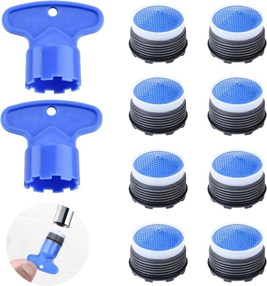 Set di 10 pezzi perlator ABS per risparmio d'acqua - attacco di rubinetto illuminatore - Rubinetto illuminatore - Rubinetto accessorio - con 2 chiavi a L per attacco di rubinetto - Rubinetto accessorio - Accessorio per rubinetto universale - 18,5mm