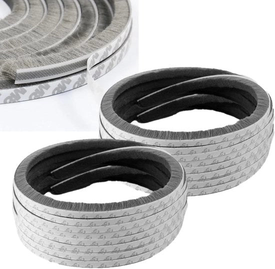 Afdichting per spazzola autoadesiva - 9 mm x 15 mm - afdichting per finestra - afdichting per porta - afdichting per finestra - 20 m