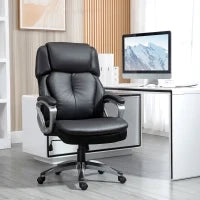 Poltrona da Ufficio Ergonomica con Poggiatesta, Altezza Regolabile e Dondolo, Sedia Girevole con Ruote, 68x76x117-125cm, Nero