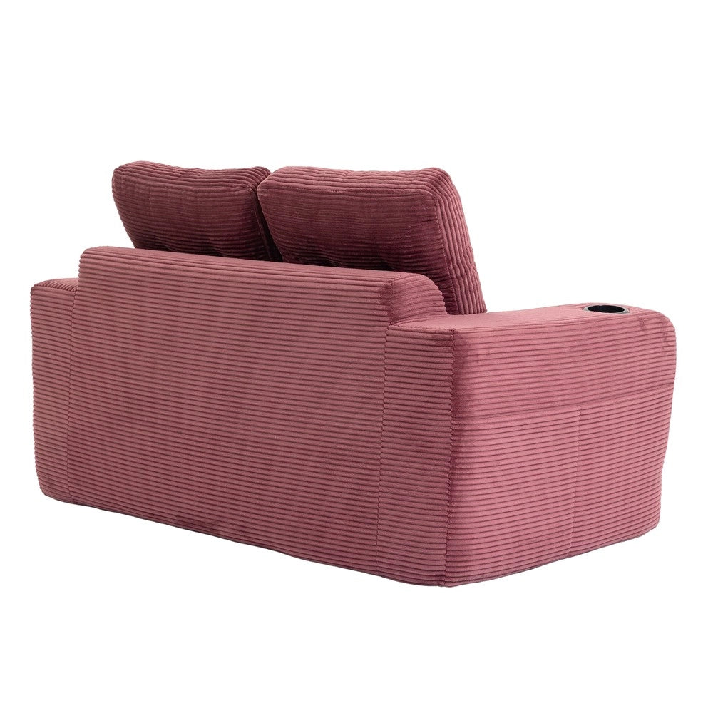 Divano 2 Posti in Tessuto a Coste con Cuscini Trapuntati e Tasche Laterali ¨C MINIMAL ¨C Grigio