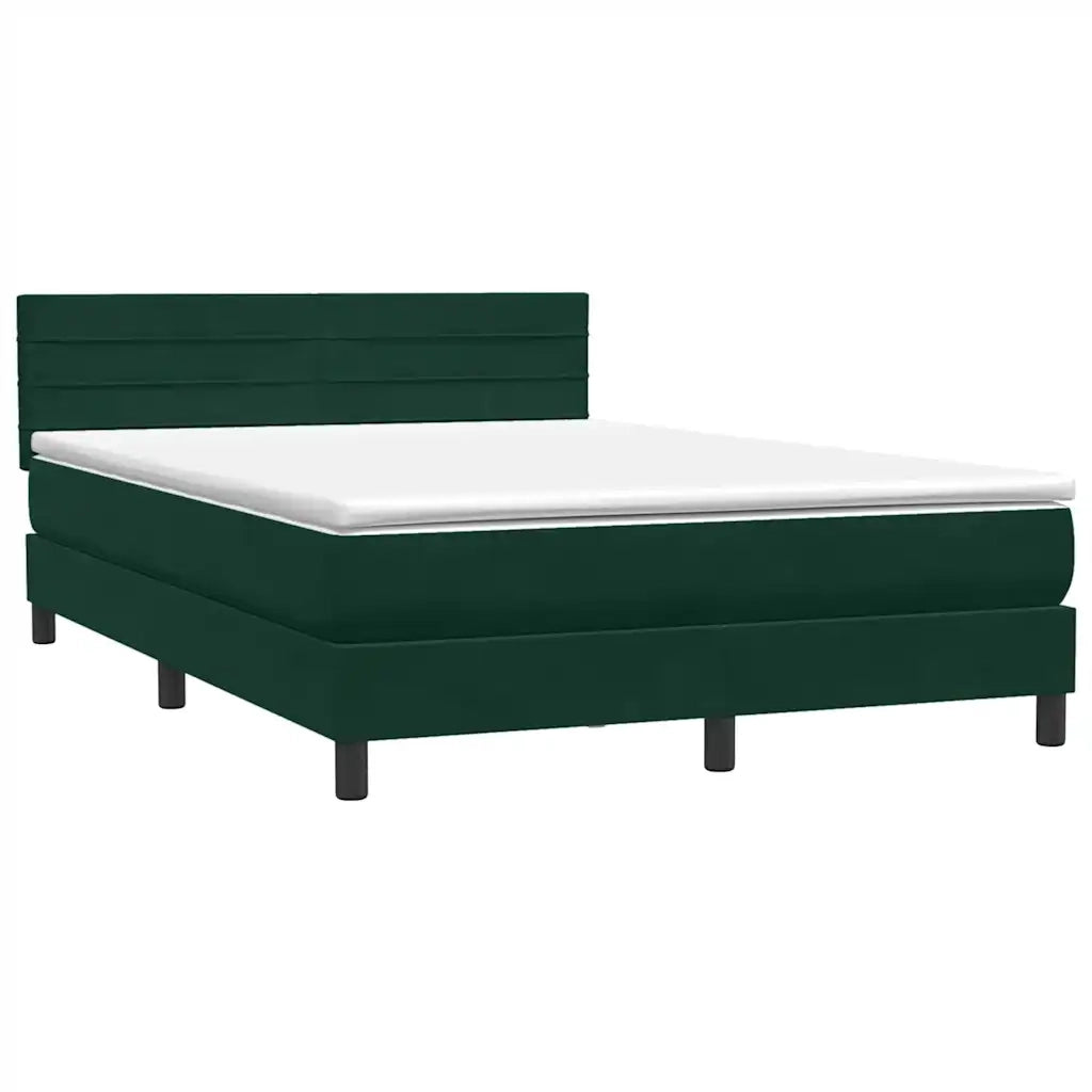 Letto a Molle con Materasso e LED Verde Scuro 160x220 cm Velluto 3317034