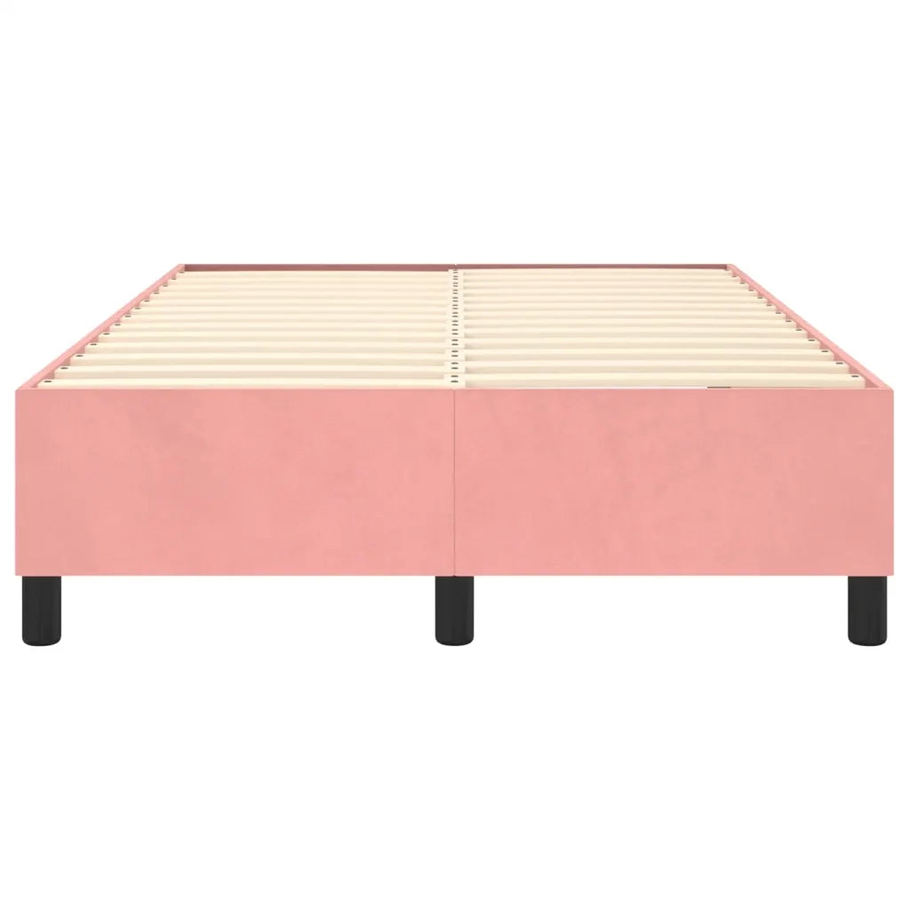 Struttura Letto a Rete a Molle-Giroletto Rosa 120x200 cm in Velluto 338099