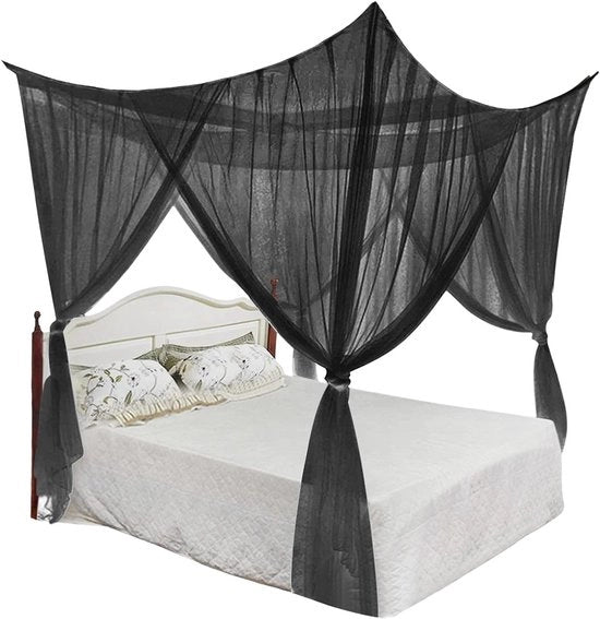 Insectennet quadrato per letto matrimoniale in rete fine nera - 210 x 190 x 240 cm