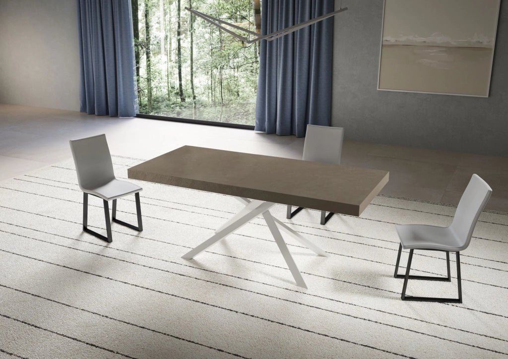 Tavolo allungabile 200/304x90 cm Niket tortora gambe bianche