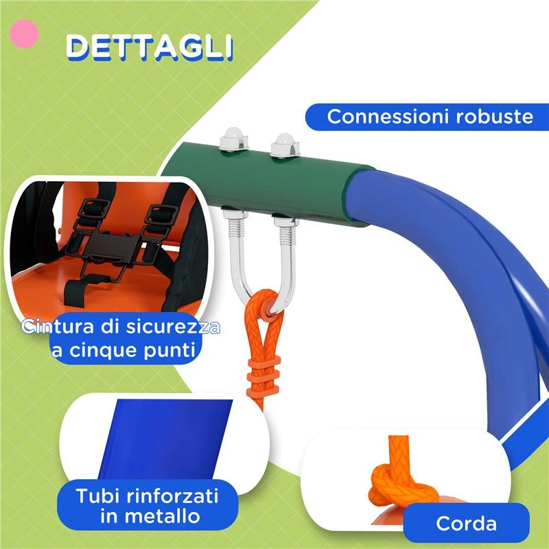 ALTALENA DA GIARDINO 2 IN 1 PER NEONATI E BAMBINI DA 6 MESI A 8 ANNI ARANCIONE E BLU