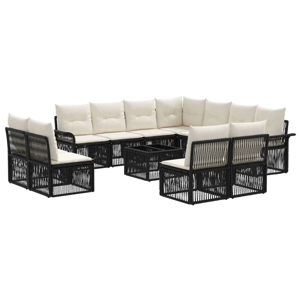 Set Divano da Giardino 12 pcs Nero polyrattan