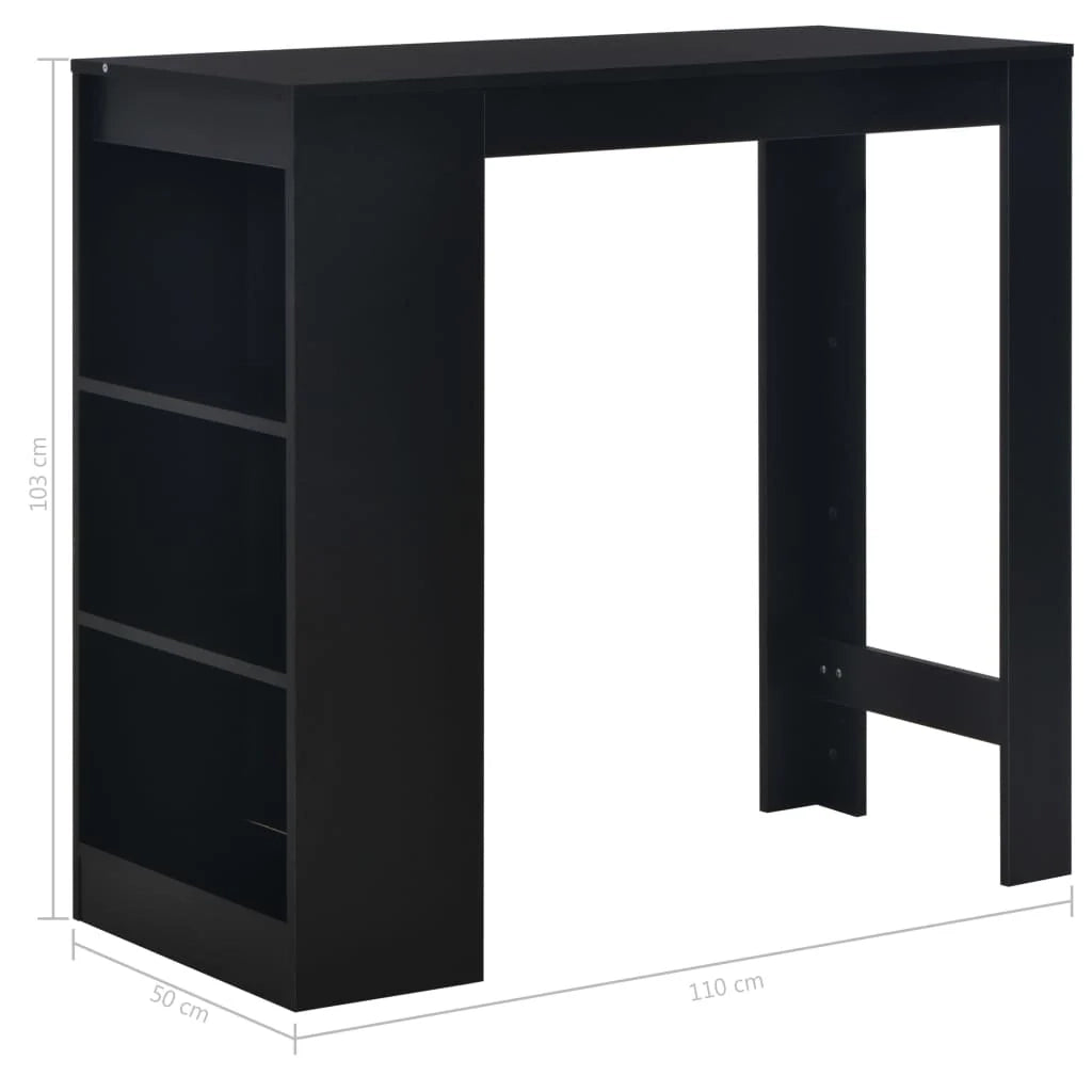 Tavolo alto da bar/bistrot con ripiano nero 110 cm 0902055