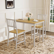 TAVOLO da pranzo Set 3 pezzi 90x60x75,5 cm Naturale/Bianco in truciolato e acciaio