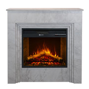 Camino Elettrico da Terra 96x35x96 cm Bellini in Legno Effetto Marmo Bianco