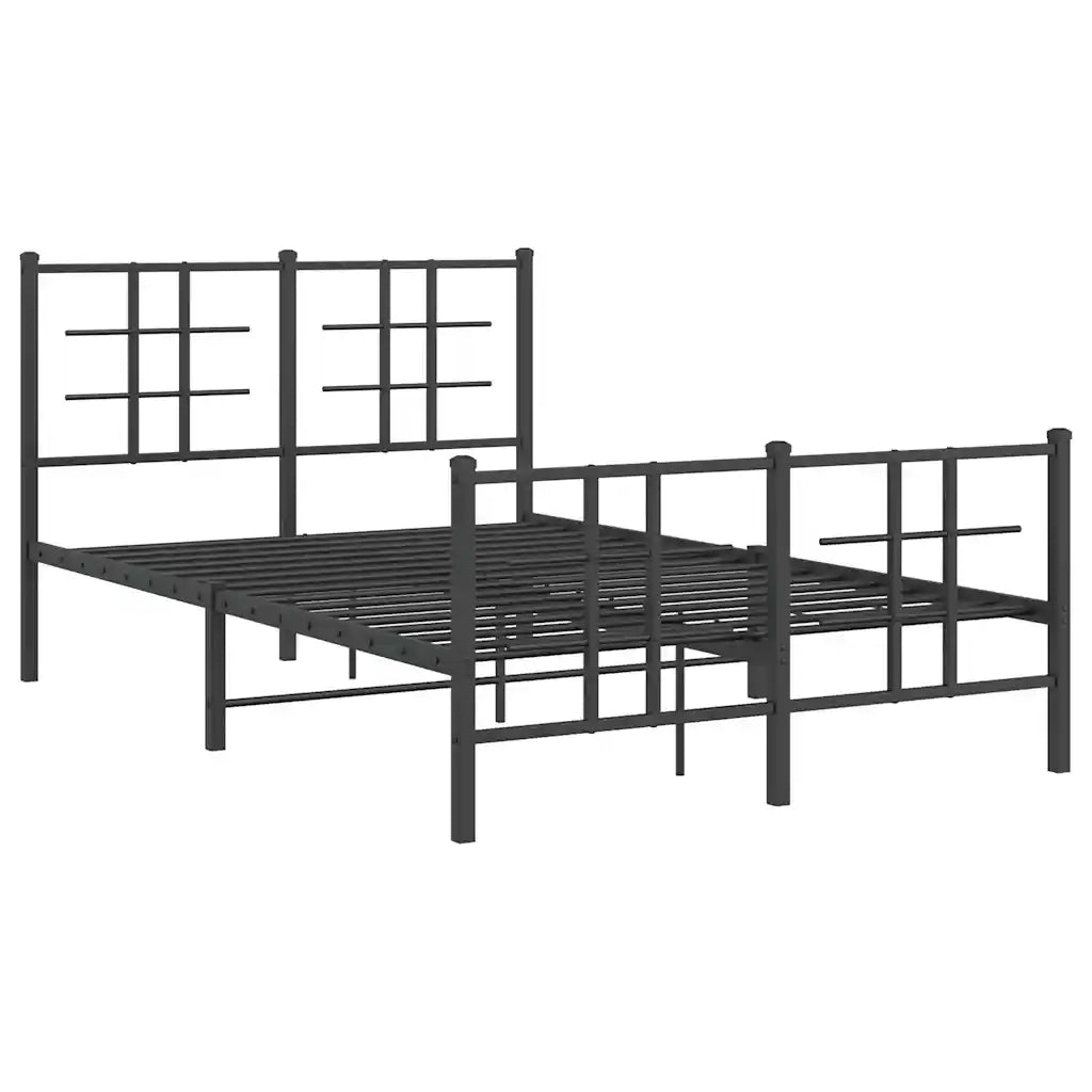 Giroletto con Testiera e Pediera-Struttura Letto Metallo Nero 120x190 cm 578319