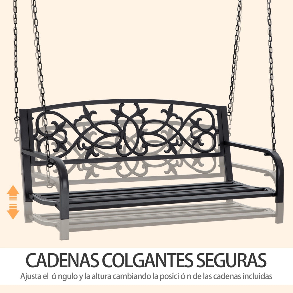 Amaca da giardino per 2 persone con braccioli ¨C zephmum ¨C 127x59,5x52 cm nero