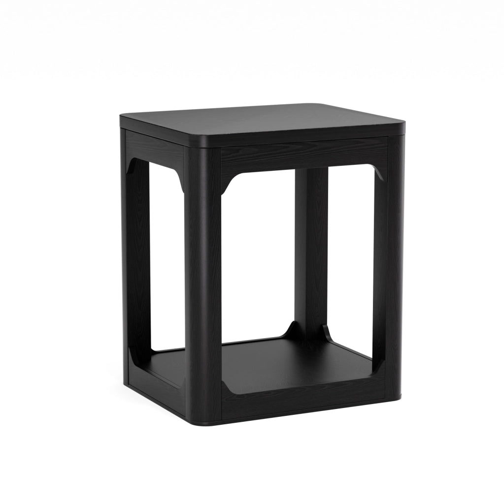 Set di 2 tavolini ausiliari a 2 ripiani in MDF nero